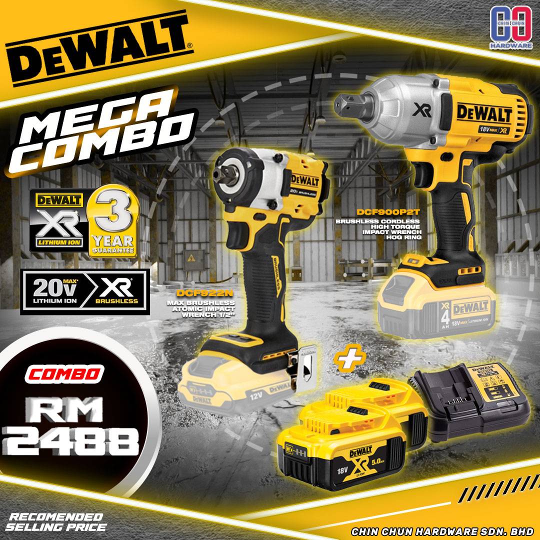 MEGA COMBO- DEWALT DCF900P2T IMPACT WRENCH | DCF922N ATOMIC IMPACT ...